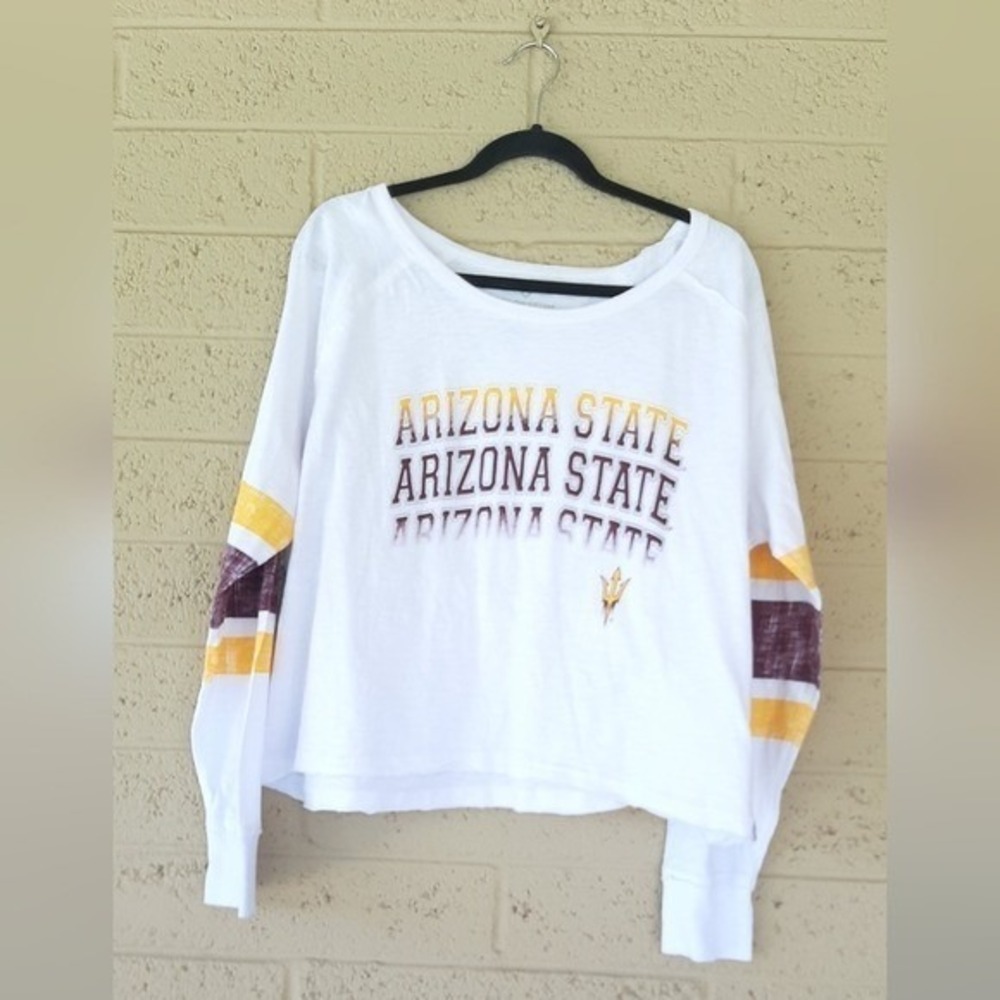 Colosseum Arizona State Sun Devils Womens XL White Long Sleeve Cropped T-Shirt